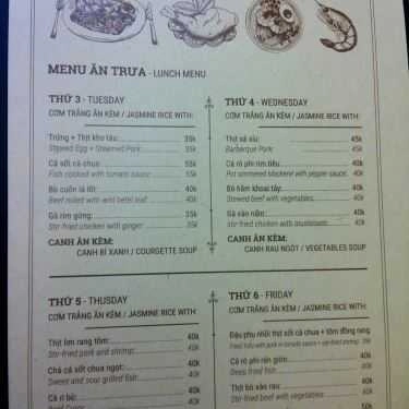 Thực đơn- Ann Bistro - Food & Coffee