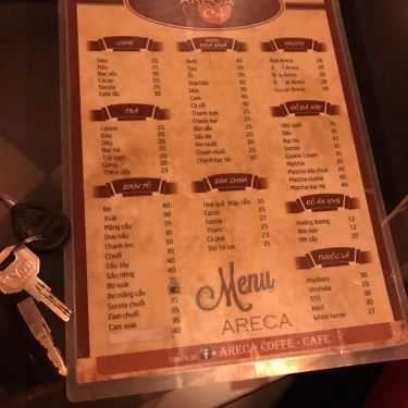 Thực đơn- Areca Cafe - KĐT Bắc Linh Đàm