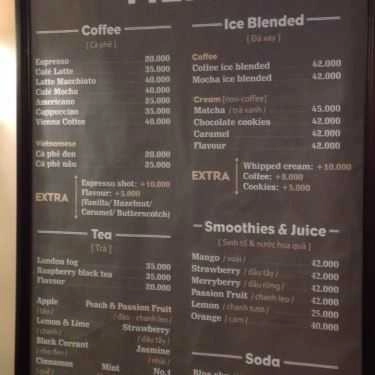 Thực đơn- Argento Cafe - Lê Thánh Tông