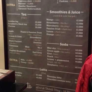 Thực đơn- Argento Cafe - Lê Thánh Tông