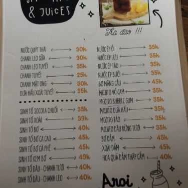 Thực đơn- Aroi Dessert Cafe - Khương Trung