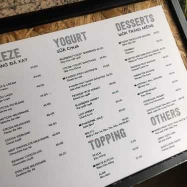 Thực đơn- Aroi Dessert Cafe - Trần Đại Nghĩa