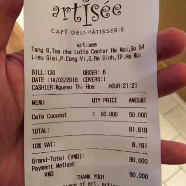 Tổng hợp- Artisée Cafe Deli - Lotte Center