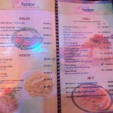 Thực đơn- Avatar Cafe