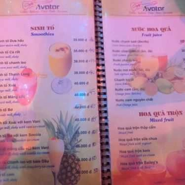Thực đơn- Avatar Cafe