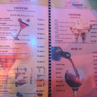 Thực đơn- Avatar Cafe