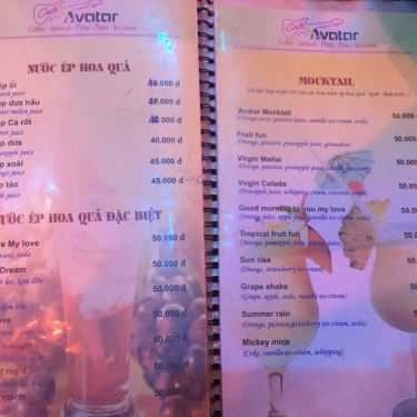 Thực đơn- Avatar Cafe