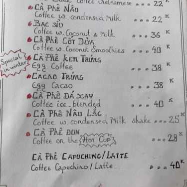 Thực đơn- An Cafe