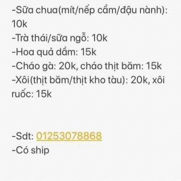 Thực đơn- Cafe Bà Thủy - Chè & Đồ Uống Các Loại