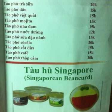 Thực đơn- Cafe Bà Xã Đậu Hủ - Đậu Hủ Singapore