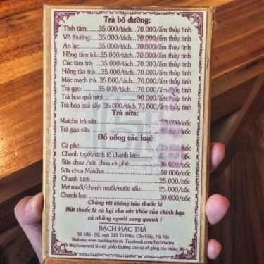 Thực đơn- Cafe Bạch Hạc Trà - Tô Hiệu