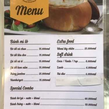 Thực đơn- Ăn vặt Bamitô Bread