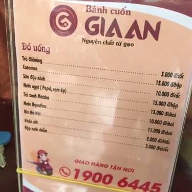 Thực đơn- Nhà Hàng Bánh Cuốn Gia An - Thái Phiên