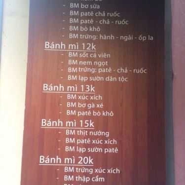 Thực đơn- Ăn vặt Bánh Mì Cô Chi