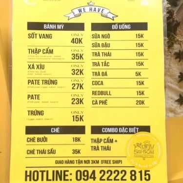 Thực đơn- Ăn vặt Bánh Mì Cô Tư Sài Gòn - Quang Trung