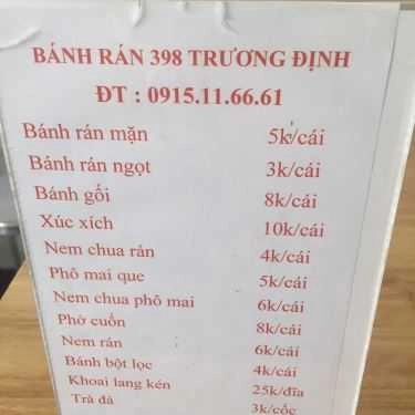 Thực đơn- Ăn vặt Bánh Rán - Trương Định