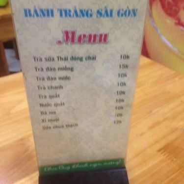 Thực đơn- Ăn vặt Bánh Tráng Sài Gòn - Trần Quốc Hoàn