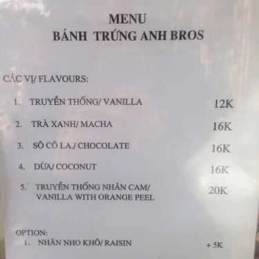 Thực đơn- Ăn vặt Anh Bros - Bánh Trứng Gà Non