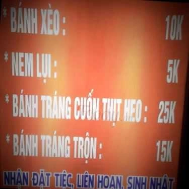 Thực đơn- Ăn vặt Bánh Xèo Nem Lụi E1