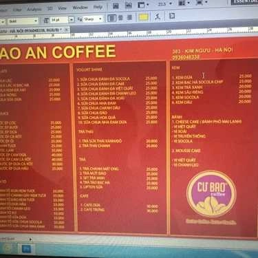 Thực đơn- Bao An Coffee - Kim Ngưu