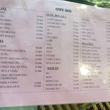 Thực đơn- Ben Cafe - Tây Sơn