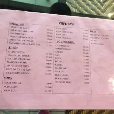 Thực đơn- Ben Cafe - Tây Sơn