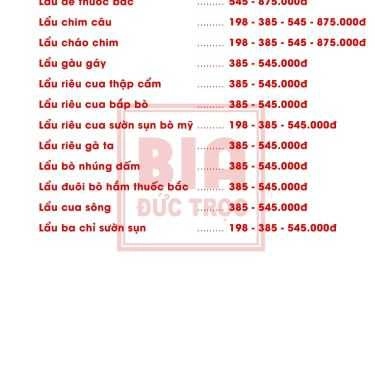 Thực đơn- Quán Nhậu Bia Đức Trọc - Đường Láng