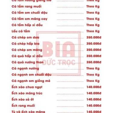 Thực đơn- Quán Nhậu Bia Đức Trọc - Đường Láng