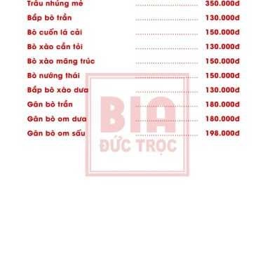 Thực đơn- Quán Nhậu Bia Đức Trọc - Đường Láng