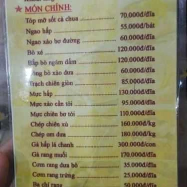 Thực đơn- Quán Nhậu Bia Hơi 68 - Vườn Hoa Mỗ Lao