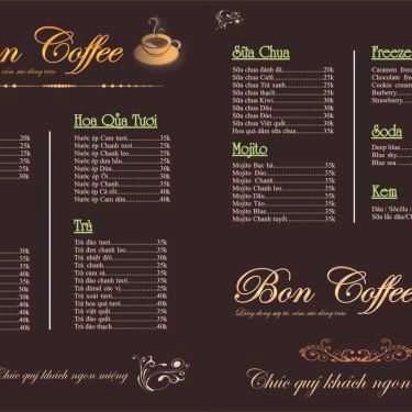 Thực đơn- Bon Coffee - Nguyễn Khang