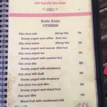 Thực đơn- Bống Cafe - Nguyễn Hữu Huân