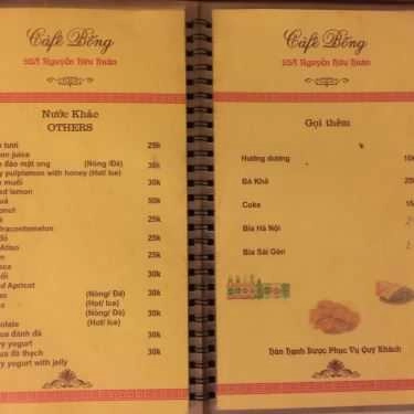 Thực đơn- Bống Cafe - Nguyễn Hữu Huân