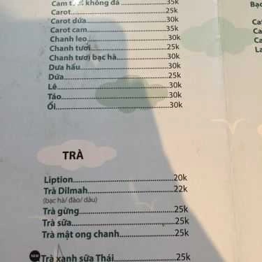 Thực đơn- Book Cafe - Tạ Quang Bửu