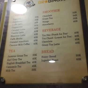 Thực đơn- Cafe Brobingsu - Nguyễn Phong Sắc