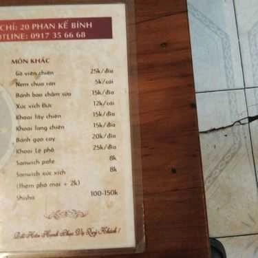 Thực đơn- Bụi Cafe - Phan Kế Bính
