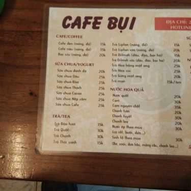 Thực đơn- Bụi Cafe - Phan Kế Bính