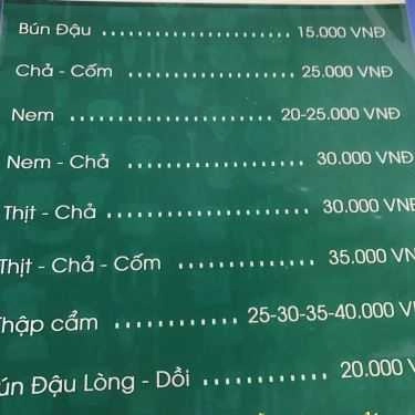 Thực đơn- Ăn vặt Dì Yến - Bún Đậu