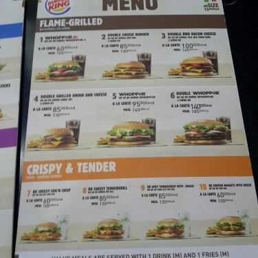 Thực đơn- Nhà Hàng Burger King - Sân Bay Nội Bài