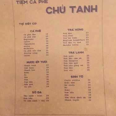 Thực đơn- Cà Phê Chú Tanh