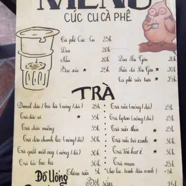 Thực đơn- Cà Phê Cúc Cu - Hồ Văn Quán