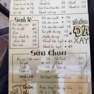 Thực đơn- Cà Phê Cúc Cu - Hồ Văn Quán