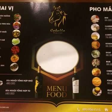 Thực đơn- Nhà Hàng Caballo Wine Club - Rượu Vang Caballo