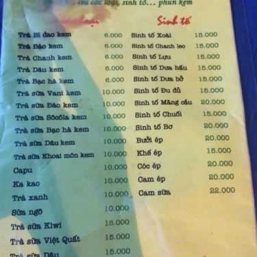 Thực đơn- Cafe 42s - Trà Đào & Ăn Vặt