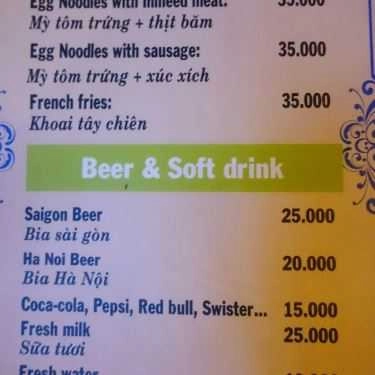 Thực đơn- Bin - Coffee & Fastfood