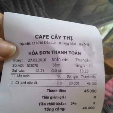 Thực đơn- Cây Thị Cafe