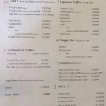 Thực đơn- Cafe de Seoul