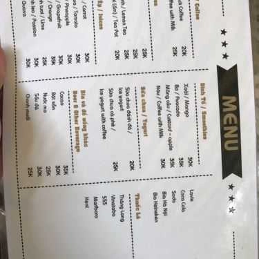 Thực đơn- Cafe Giải Khát - Nguyễn Bỉnh Khiêm