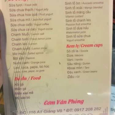 Thực đơn- Hằng Coffee - Giảng Võ