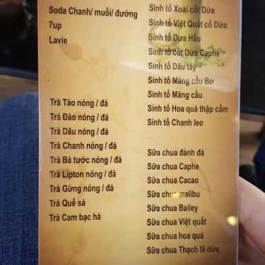 Thực đơn- Lê Yên Cafe